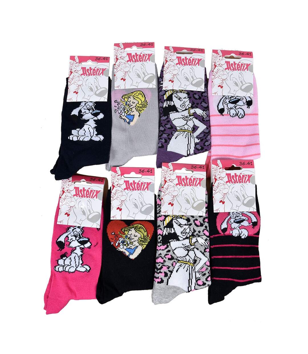 Chaussettes femme LICENCE Fantaisie-Assortiment modèles photos selon arrivages- Pack de 9 paires Surprise Astérix-2