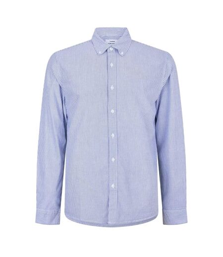 Chemise Manches Longues Motif/style Fines Rayures Homme Bleu Marine Blanc Peter Werth