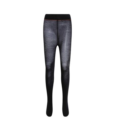 Womens/ladies Logo Leopard Print Tights Black Hugo