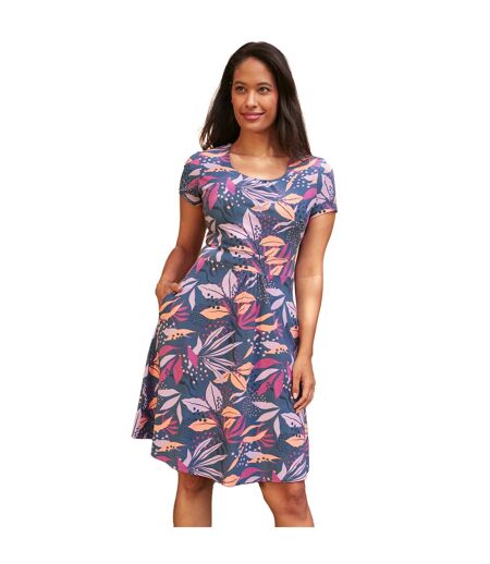 Womens/ladies orchid leafy floral dress purple Mountain Warehouse