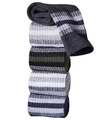 Pack of 5 Men's Pairs of Sports Socks - White Navy Khaki Grey Anthracite