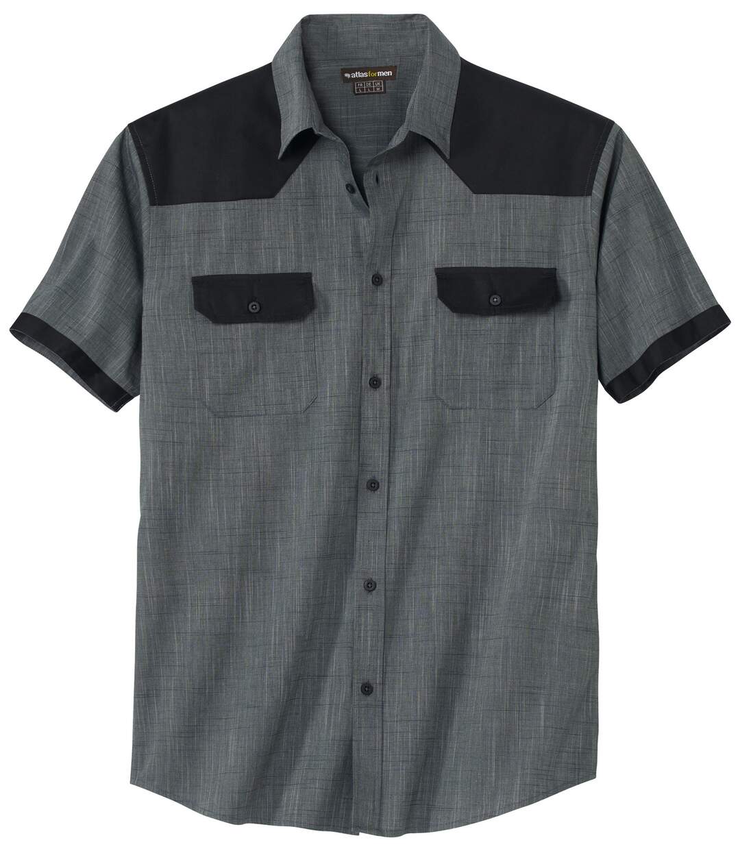 Men's Grey Slub Poplin Western Shirt 