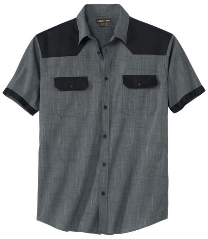 Chemise à manches courtes en popeline homme - gris