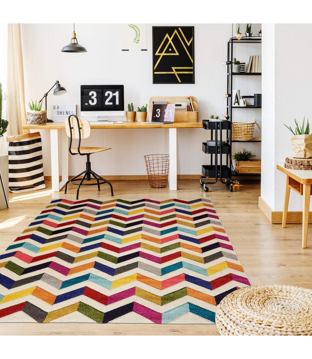 Tapis salon et chambre tissé motif géométrique CHEVRON-2