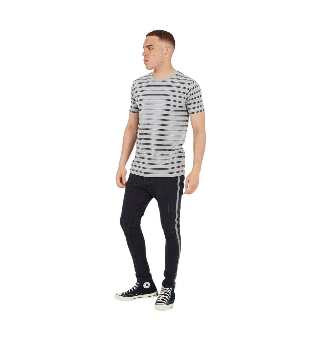 Mens Denim Button Fly Skinny Jeans Charcoal Brave Soul-1