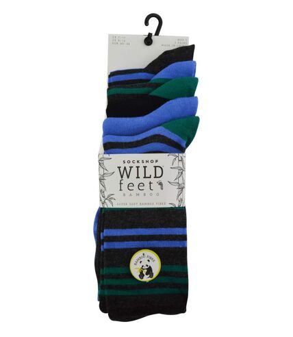 5 Pack Mens Colourful Striped Patterned Bamboo Dress Socks