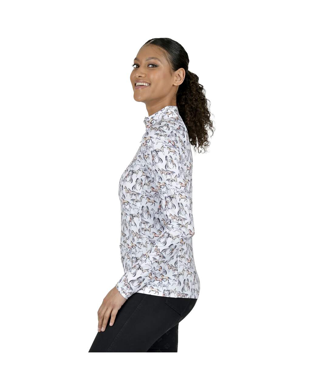 Womens/ladies kelsey horse long-sleeved top white Dublin