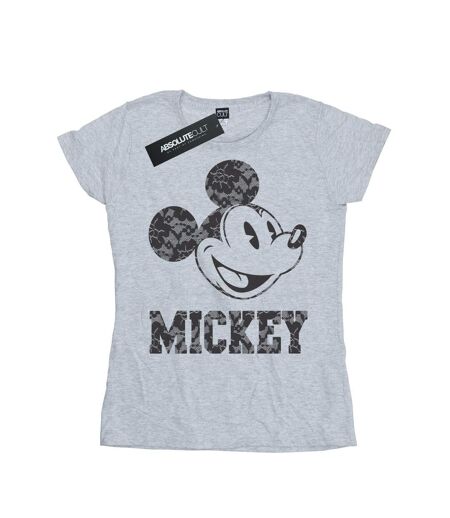 Disney T-shirt en coton à lacets Mickey Mouse Femme/Femme (Gris sportif) - UTBI31377