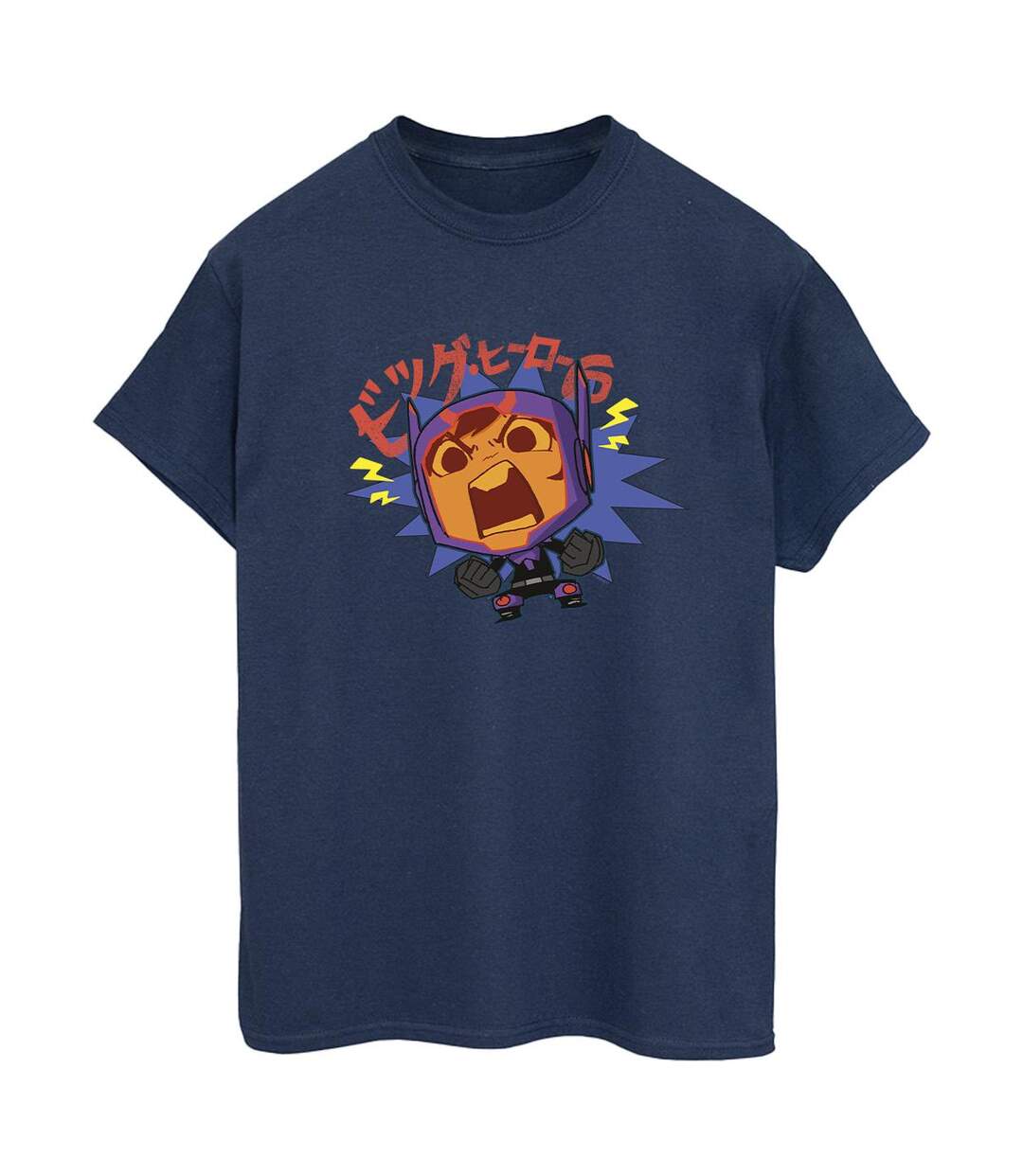 Disney Femme/Les femmes Big Hero 6 Baymax Hiro Angry Manga Cotton Boyfriend T-Shirt (Bleu marine) - UTBI15763-1