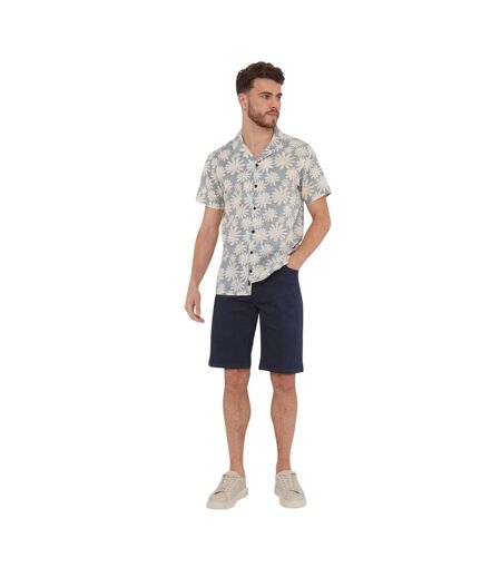 Chemise Manches Courtes Motif/style Floral Homme Vieux Bleu Threadbare