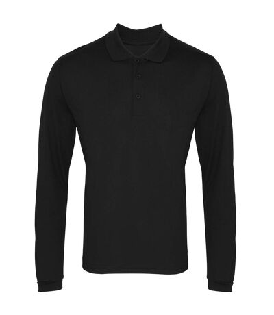 Premier Mens Long Sleeve Coolchecker Pique Polo Shirt (Black) - UTRW4934
