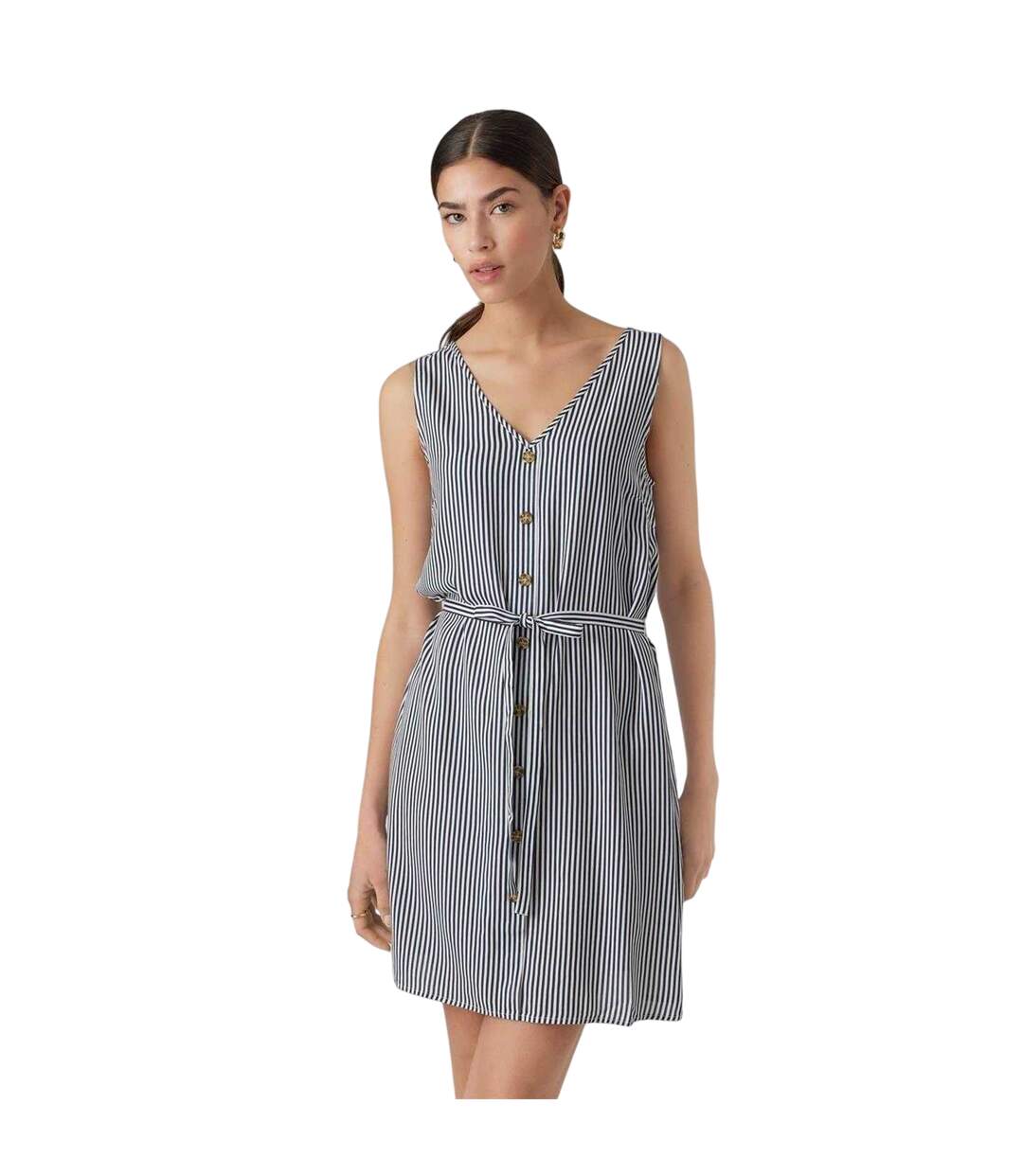 Robe Courte Motif/style À Rayures Femme Blanc Neige Vero Moda-4