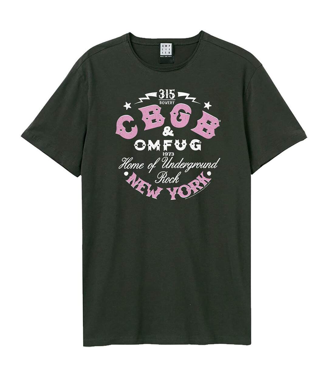Unisex Adult Cbgb Two Tone Logo T-shirt Charcoal Amplified-1