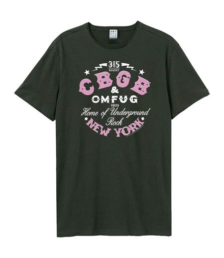 Unisex Adult Cbgb Two Tone Logo T-shirt Charcoal Amplified