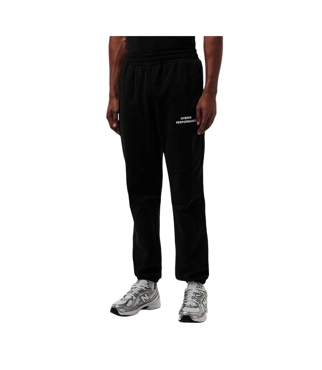 Mens Fleece Tracksuit Bottoms Black Hybrid Performance-3