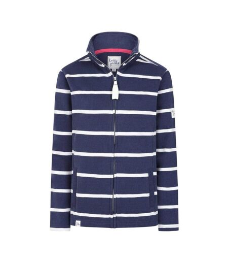Womens/ladies Striped Full Zip Sweatshirt White Lazy Jacks