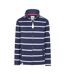 Womens/ladies Striped Full Zip Sweatshirt White Lazy Jacks-1