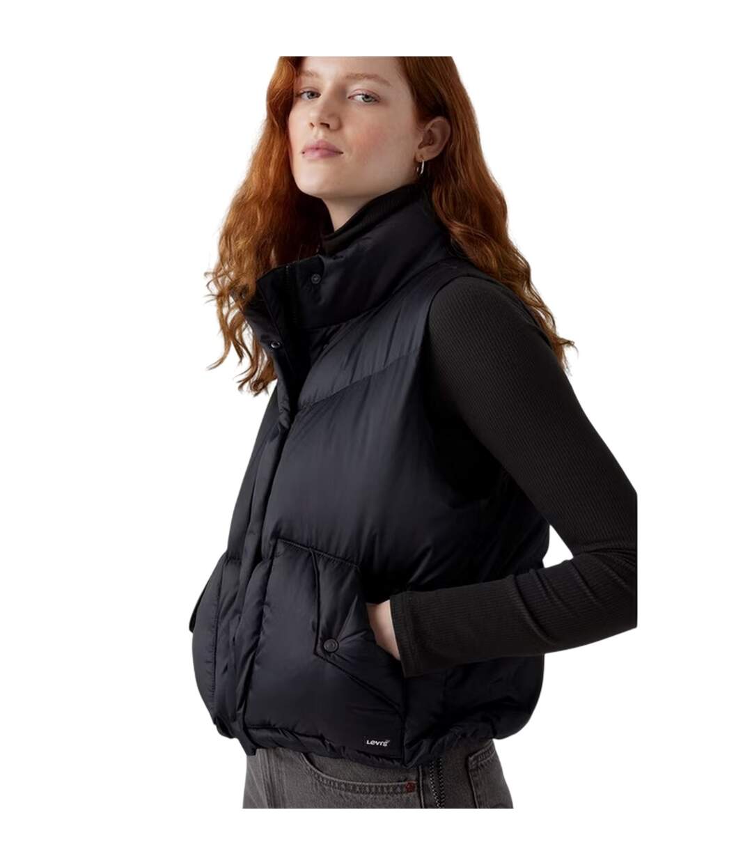 Womens/ladies Western Bubble Gilet Black Levis-4