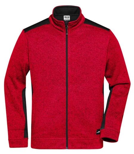 Veste polaire tricot de travail - Homme - JN862 - rouge mélange noir