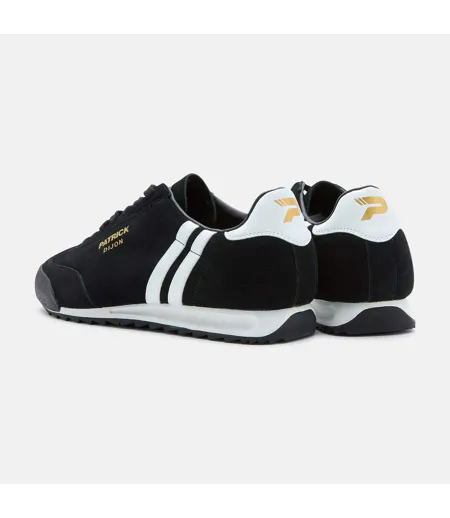 Mens Dijon Suede Running Trainers Black White Patrick
