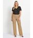 Pantalon large brillant doré ceinture élastiquée-3