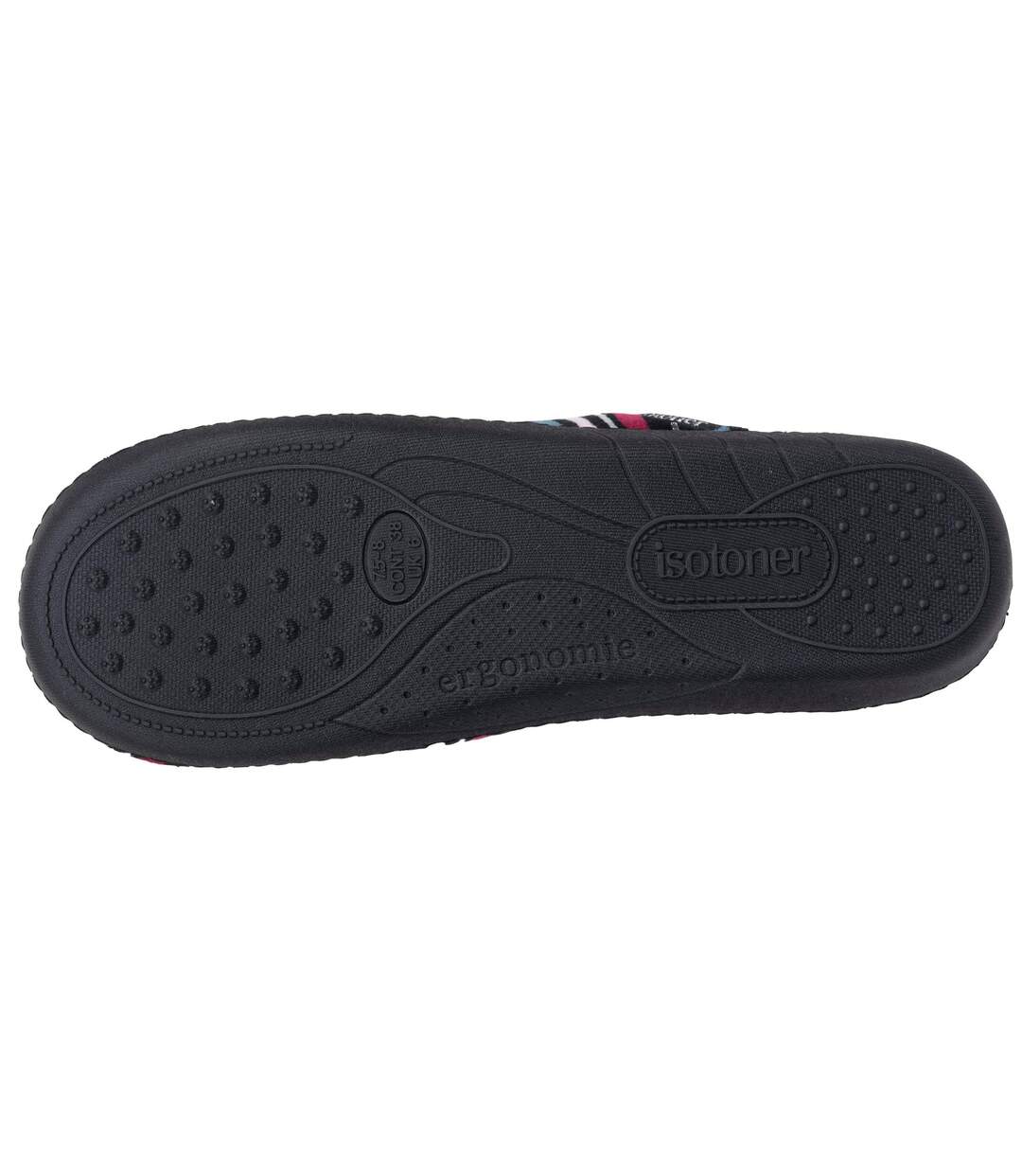 Isotoner Chaussons Mules femme microvelours semelle ergonomique, mousse à mémoire forme-4