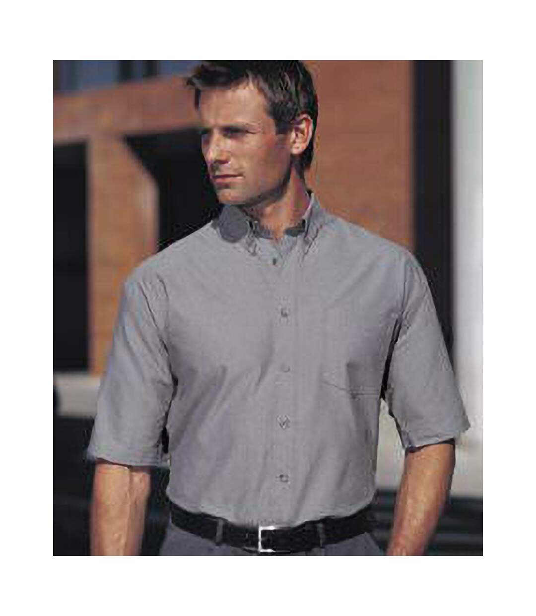 Chemise à manches courtes en popeline Russell Collection pour homme (Gris convoi) - UTBC1029