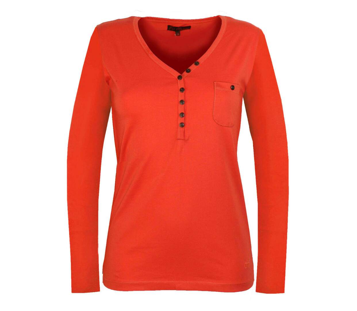 Tee-shirt MAYFLOWER NATALI1 orange à col V boutonné : l'énergie du pur coton-5