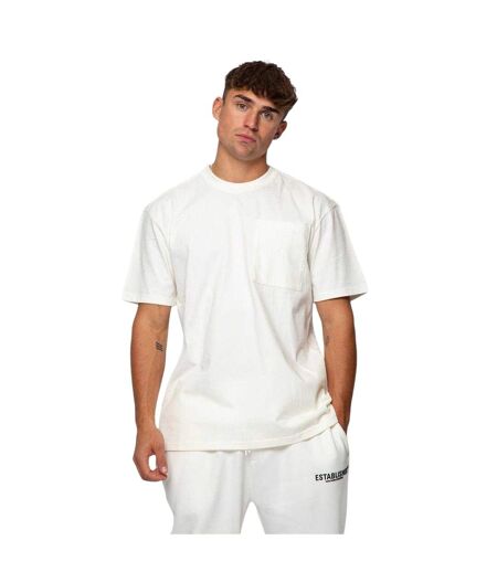 Mens Embroidered Pocket T-shirt Snow White Established