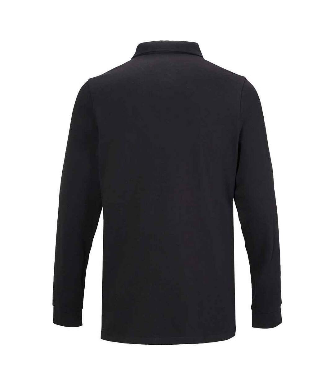 Mens owen pique long-sleeved polo shirt deep black NEOBLU