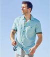 Men's Turquoise Slub Poplin Shirt Atlas For Men