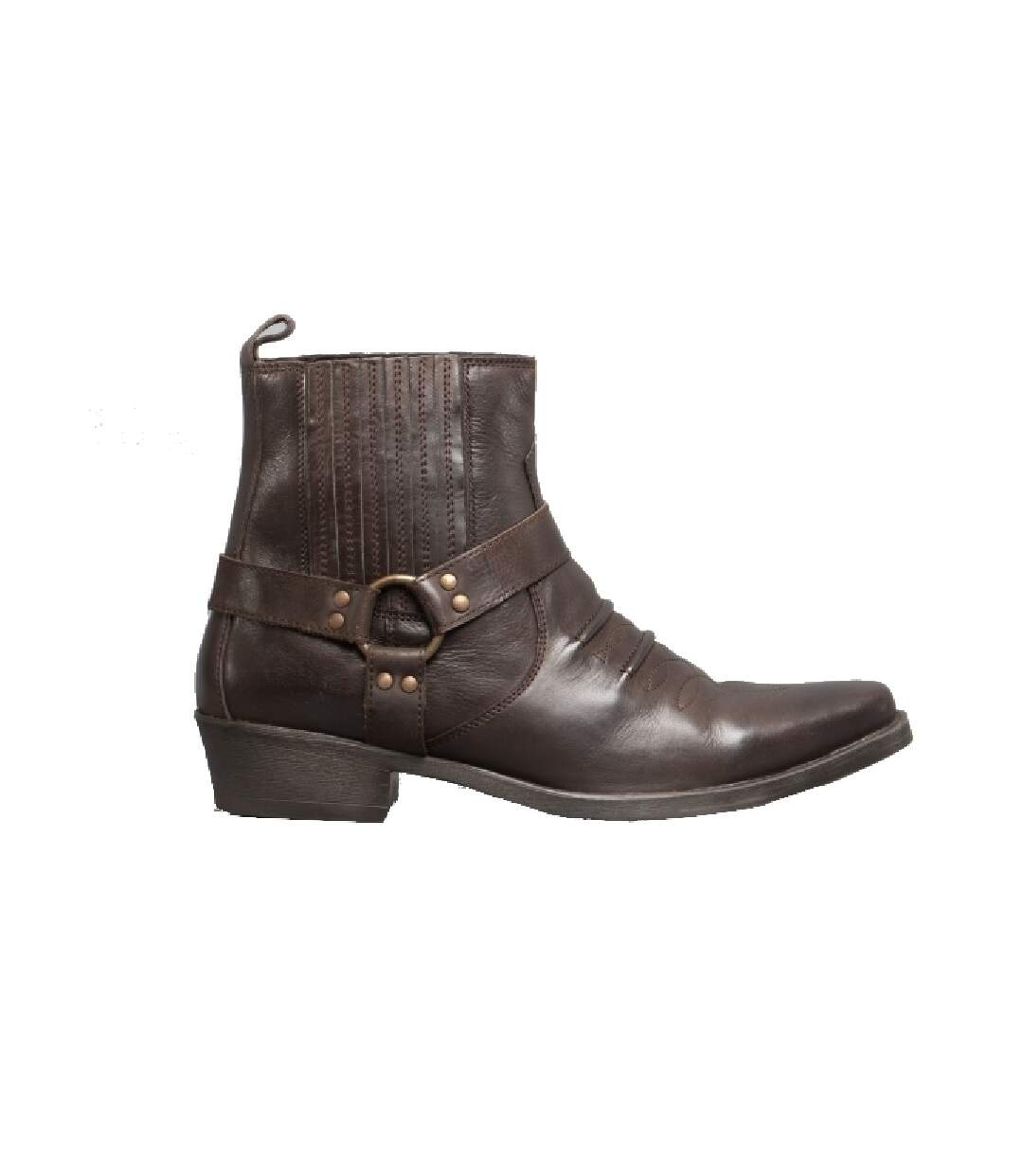 US Brass Mens Eastwood Cowboy Ankle Boots (Dark Brown) - UTDF103-1
