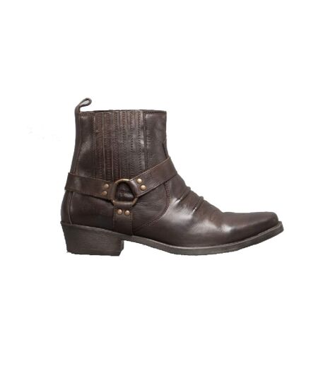 US Brass Mens Eastwood Cowboy Ankle Boots (Dark Brown) - UTDF103