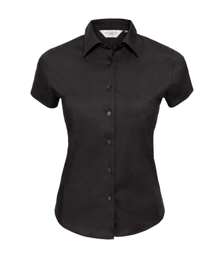 Russell Collection Womens/Ladies Stretch Easy-Care Fitted Short-Sleeved Shirt (Black)