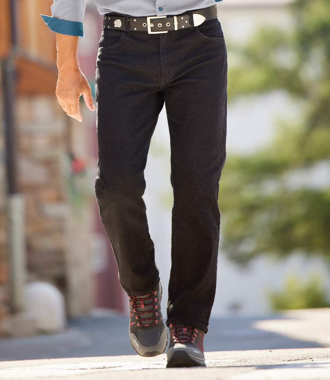 Wygodne, czarne jeansy regular ze stretchem Atlas For Men