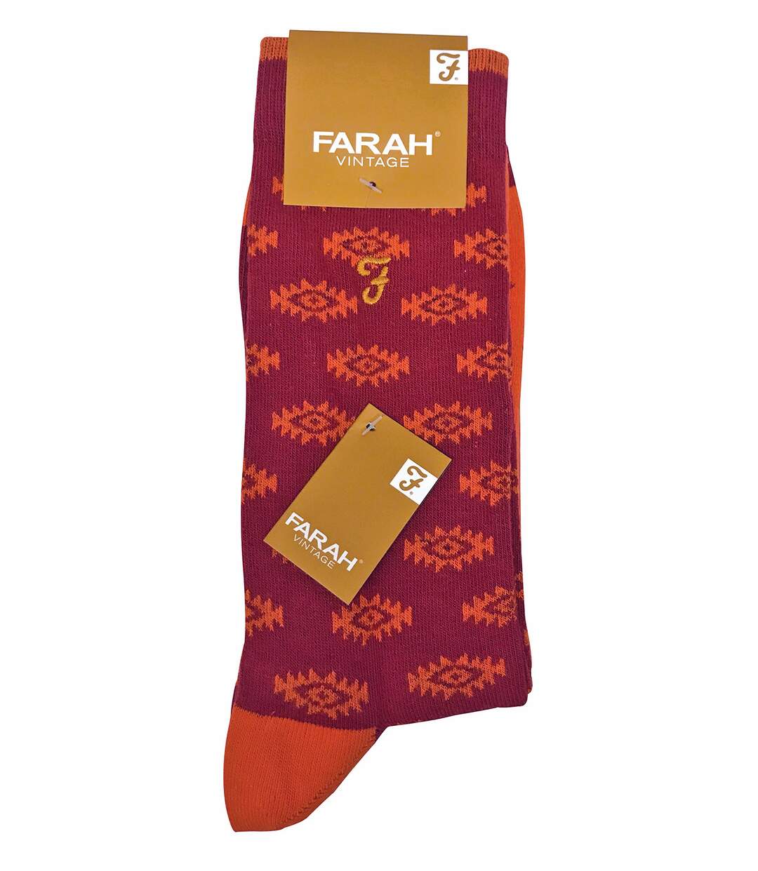 Farah - 2 Pairs Mens Retro Cotton Rich Luxury Formal Dress Socks with Funky Patterns-2