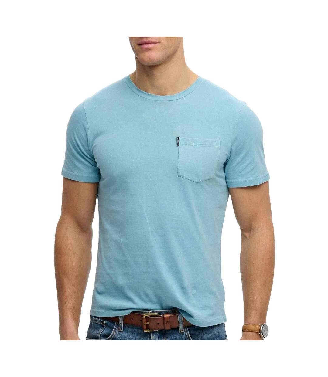T-Shirt bleu homme superdry classic essential-1