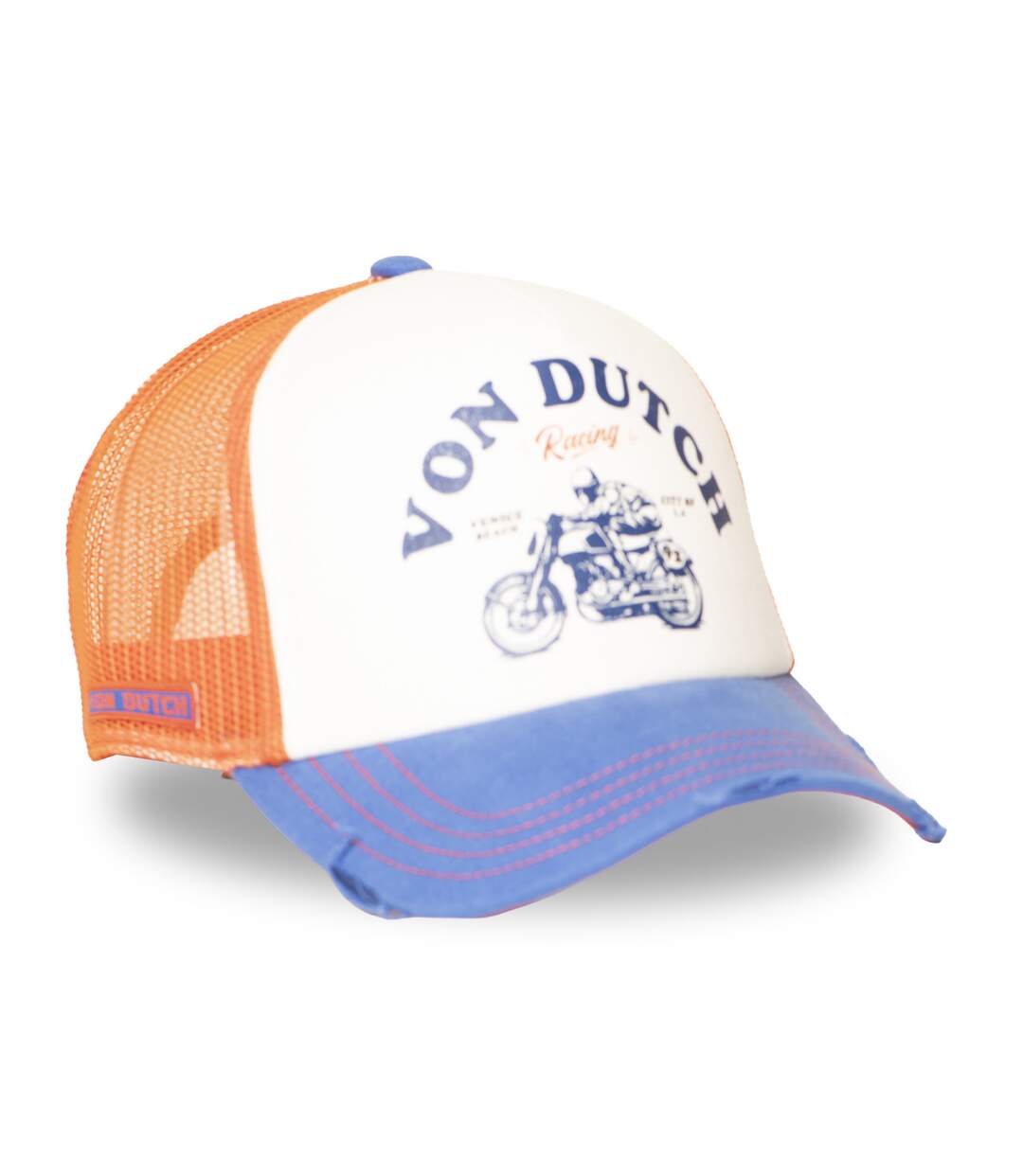 Casquette trucker avec filet effet usé avec print Crew Racing Vondutch-4