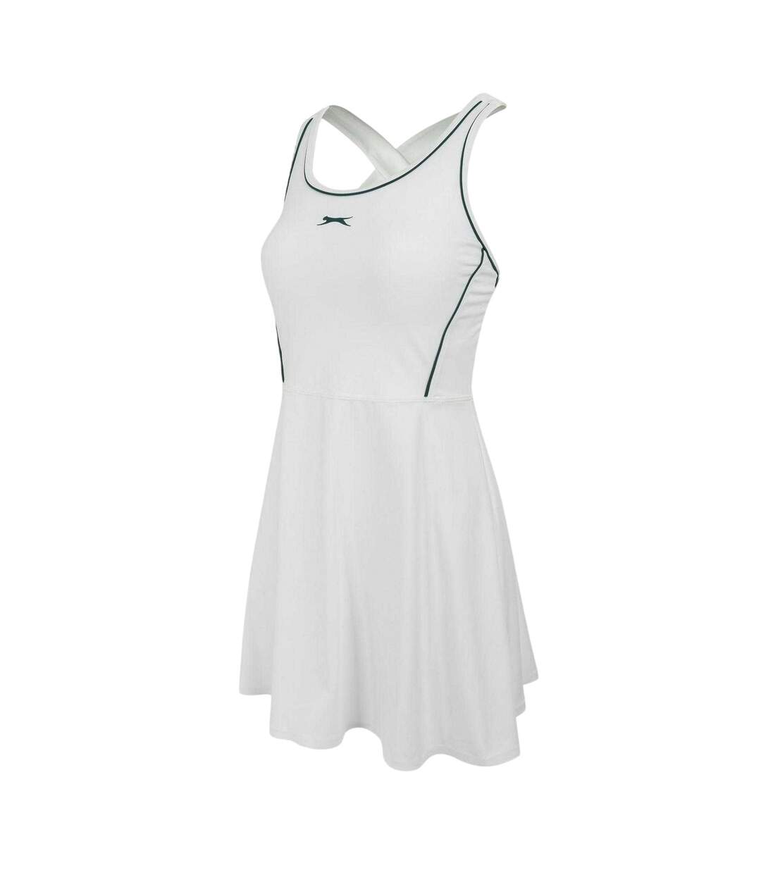 Robe T-shirt Motif/style Évasé Femme Blanc Vert Sombre Slazenger-4
