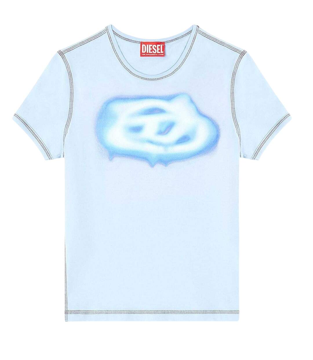 Womens/ladies Glow Logo T-shirt Blue Diesel-2