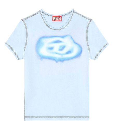 Womens/ladies Glow Logo T-shirt Blue Diesel