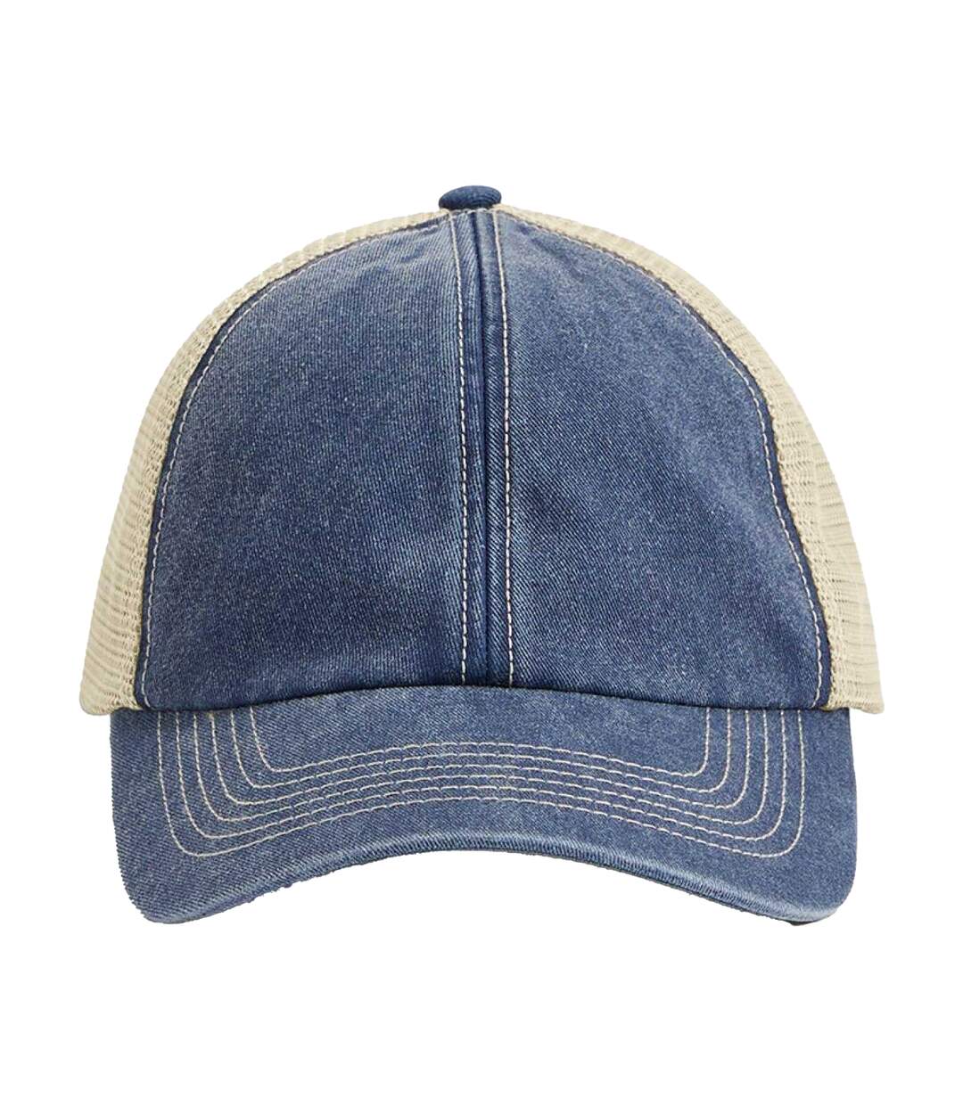 Casquette Trucker Motif/style Rétro Adulte Vieux Denim Beige Gris Beechfield-3