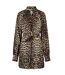 Robe Courte Manches Bouffantes Motif/style Imprimé Léopard Femme Marron Noir Biba-2