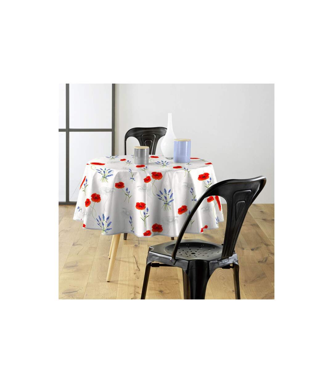 Nappe Ronde Imprimé Sisteron 160cm Blanc-2