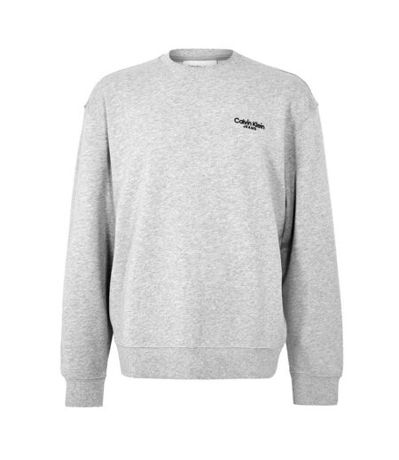 Mens Crew Neck Regular Sweatshirt Heather Grey Calvin Klein
