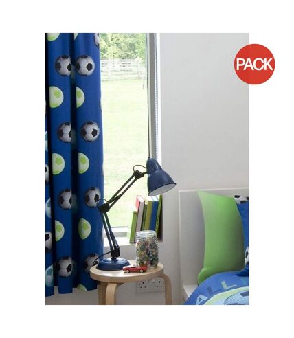 Pack of 2  Football lined curtains  72in x 66in blue Catherine Lansfield