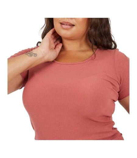 Womens/ladies Scoop Neck Plus Slim T-shirt Clay Brave Soul