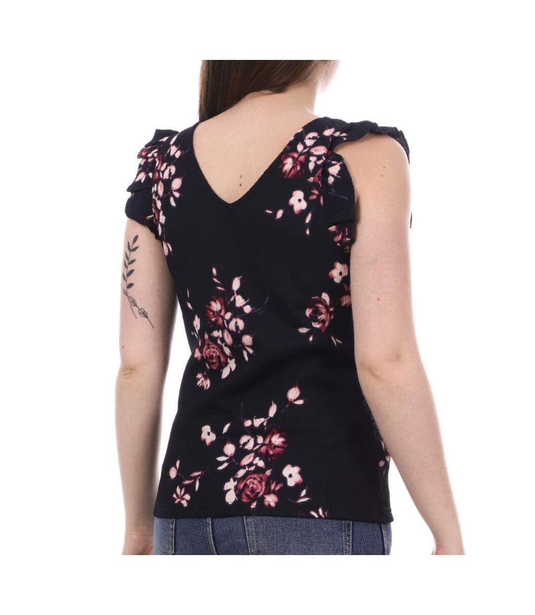 Top Marine/Rose à fleurs Femme Vero Moda Elisa - S-2