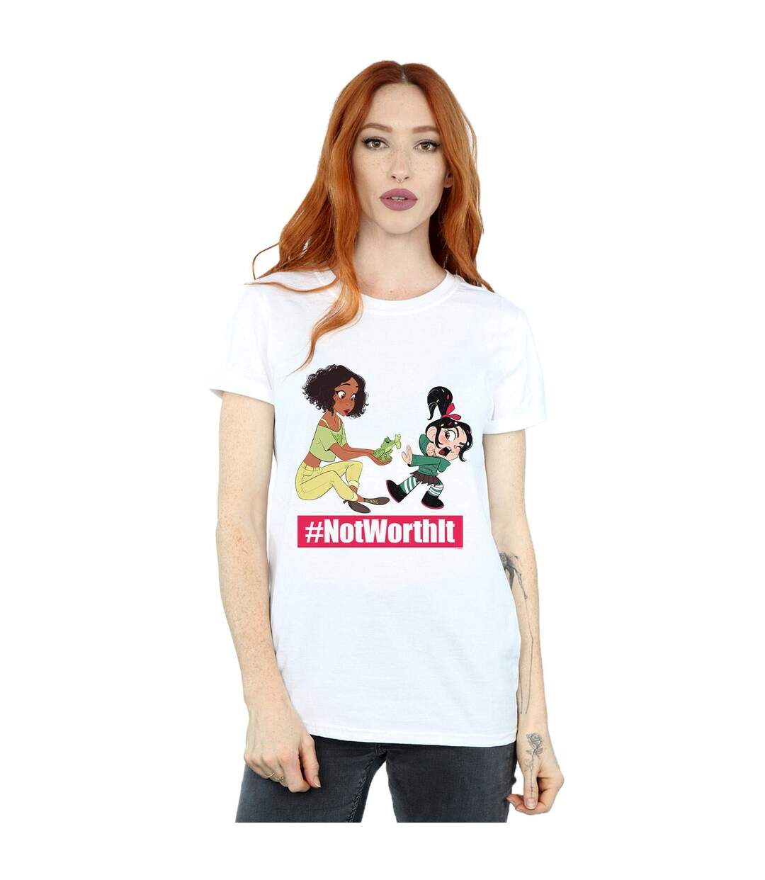 Disney Womens/Ladies Wreck It Ralph Tiana And Vanellope Cotton Boyfriend T-Shirt (Blanc) - UTBI47570-2