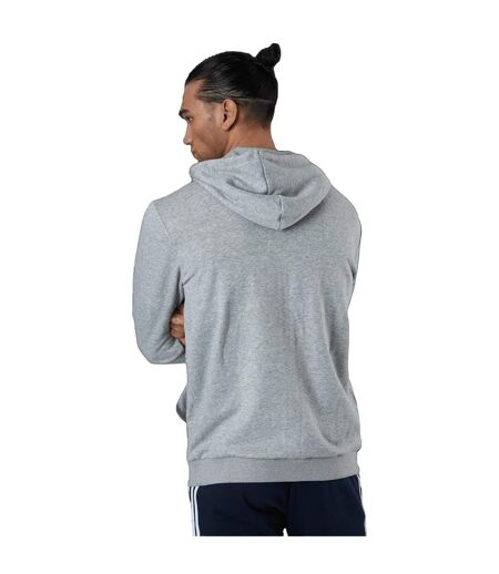 Mens Essentials 3 Stripes Full Zip Hoodie Grey Adidas